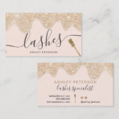 Matig chic yellow goudruppels zweven penseelroze visitekaartje (Voorkant / Achterkant)