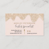 Matig chic yellow goudruppels zweven penseelroze visitekaartje (Achterkant)