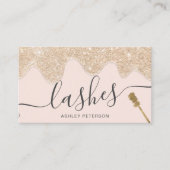 Matig chic yellow goudruppels zweven penseelroze visitekaartje (Voorkant)