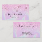 Matig chick ombre paarse holografisch kapster visitekaartje (Voorkant / Achterkant)