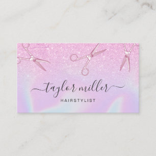 Matig chick ombre paarse holografisch kapster visitekaartje