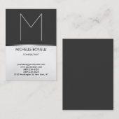 Matig chubby grijs monogram stijlvol visitekaartje (Voorkant / Achterkant)