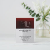 Matig chubby grijs monogram visitekaartje (Staand voorkant)