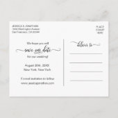 Matig Classy Navy Blue Pink Wedding SAVE DATUM Aankondigingskaart (Achterkant)