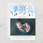 Matig collage Foto Baby Blue Dream Catcher Birth Aankondiging (Voorkant)