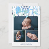 Matig collage Foto Baby Blue Dream Catcher Birth Aankondiging (Achterkant)