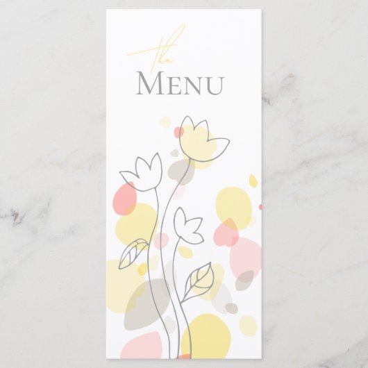 Matig confetti flower - gele 4-cursus menu (Voorkant)