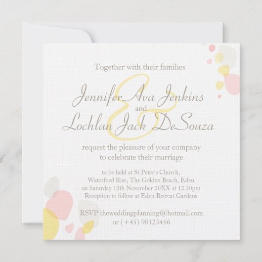 Matig confetti flower — uitnodiging voor een vierk (Achterkant)