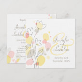 Matig confetti flower — uitnodiging voor een vierk (Voorkant / Achterkant)