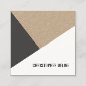 Matig Cool Kraft Paper Grey White Geometric Vierkante Visitekaartje (Voorkant)