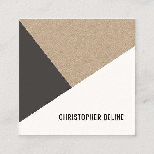Matig Cool Kraft Paper Grey White Geometric Vierkante Visitekaartje (Voorkant)