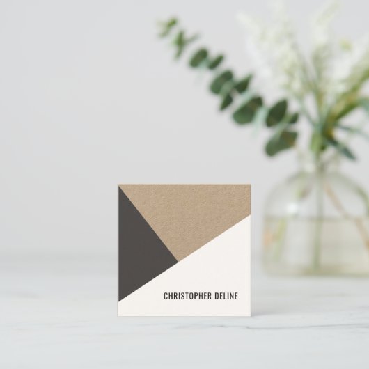 Matig Cool Kraft Paper Grey White Geometric Vierkante Visitekaartje (Staand voorkant)