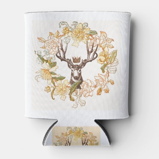 Matig Deer Rustic Roze bloem Blikjeskoeler (Voorkant)