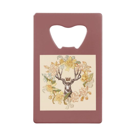 Matig Deer Rustic Roze bloem Creditkaart Flessenopener (Voorkant)
