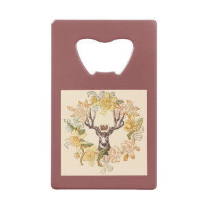 Matig  Deer Rustic Roze bloem Creditkaart Flessenopener
