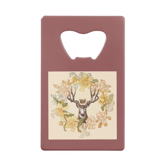 Matig  Deer Rustic Roze bloem Creditkaart Flessenopener (Achterkant)