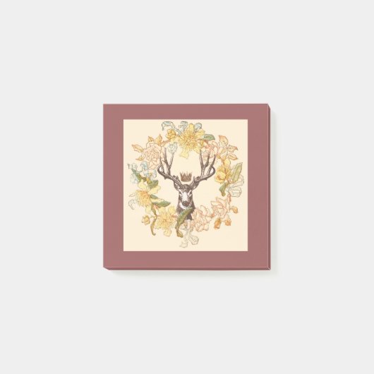 Matig Deer Rustic Roze bloem Post-it® Notes (Voorkant)