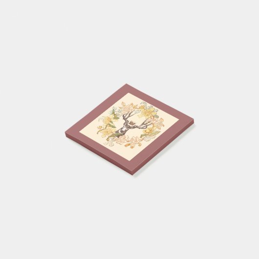 Matig  Deer Rustic Roze bloem Post-it® Notes (Schuin)