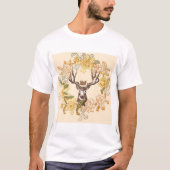 Matig Deer Rustic Roze bloem T-shirt (Voorkant)