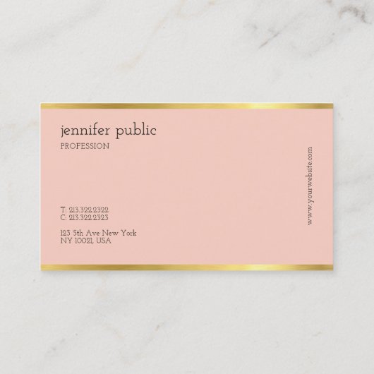 Matig design elegant kleurengouden opbergplaats visitekaartje (Achterkant)