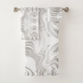 Matig donkergrijs wit marmer patroon bad handdoek (Insitu)