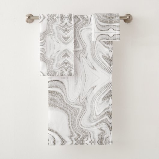Matig donkergrijs wit marmer patroon bad handdoek (Insitu)