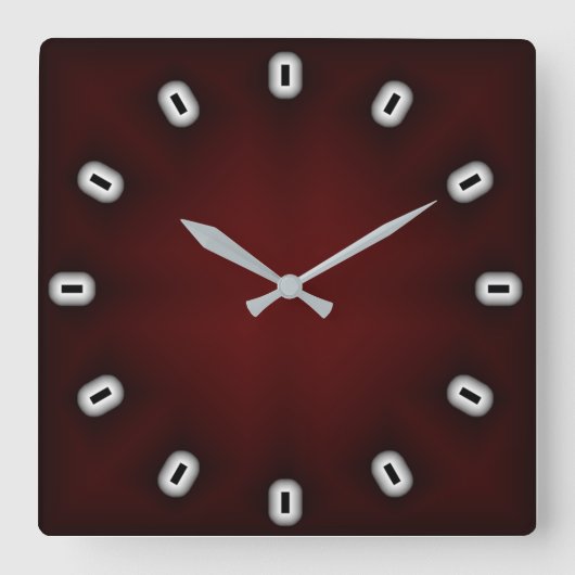 Matig donkerrood vierkante klok (Voorkant)