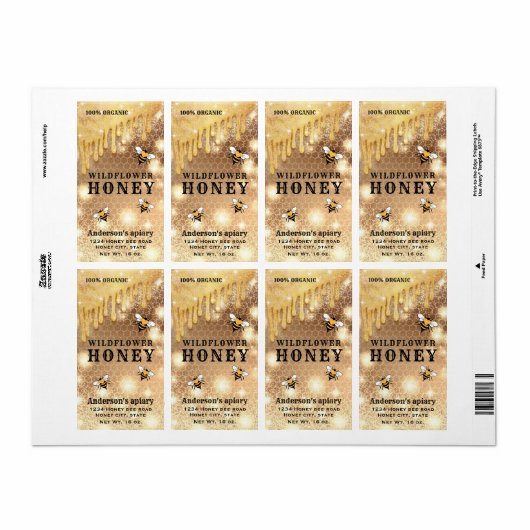 Matig druppelt op het etiket van honingbijen (Full Sheet)