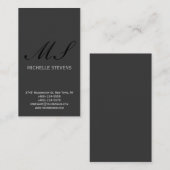 Matig eenvoudig grijs monogram Visitekaartje (Voorkant / Achterkant)