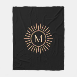Matig eenvoudig kleurrijk zwart monogram goud fleece deken
