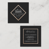 Matig Eenvoudig zwart Glitter Diamond Square Vierkante Visitekaartje (Voorkant / Achterkant)