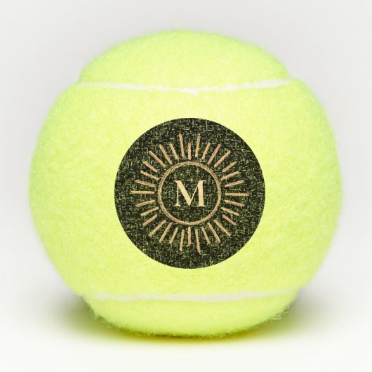 Matig eenvoudig zwart monogram, geel goud tennisballen (Voorkant)