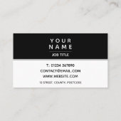 Matig eenvoudig zwart-wit kleurenblok visitekaartje (Achterkant)