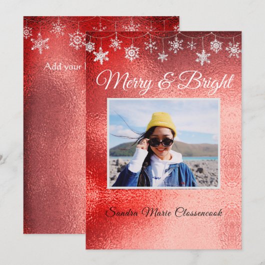 Matig eenvoudige, minimale metaalische Kerstmis Aankondiging (Voorkant / Achterkant)