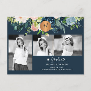 Matig elegant afstuderen fotocollage aankondigingskaart