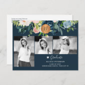 Matig elegant afstuderen fotocollage aankondigingskaart (Voorkant / Achterkant)