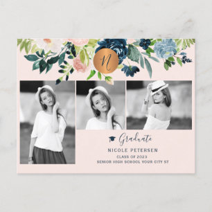 Matig elegant afstuderen fotocollage aankondigingskaart