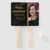 Matig elegant chic black en goudzoet 16 hand f handwaaier (Voorkant en achterkant)