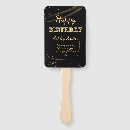 Matig elegant chic black en goudzoet 16 hand f handwaaier (Voorkant)