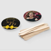 Matig elegant chic black en goudzoet 16 hand f handwaaier (Niet-gemonteerd)