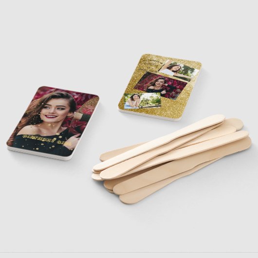 Matig elegant chic black en goudzoet 16 hand f handwaaier (Niet-gemonteerd)