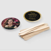 Matig elegant chic black en goudzoet 16 handwaaier (Niet-gemonteerd)