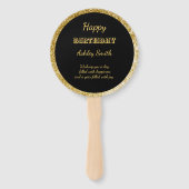 Matig elegant chic black en goudzoet 16 handwaaier (Achterkant)