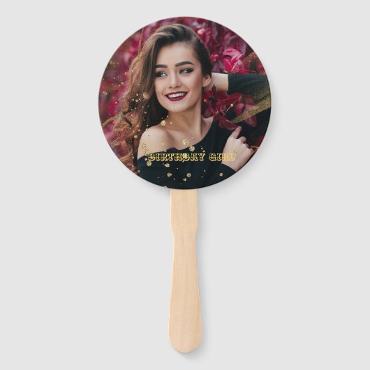 Matig elegant chic black en goudzoet 16 handwaaier (Voorkant)