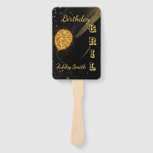 Matig elegant chic black en goudzoet 16 handwaaier (Voorkant)