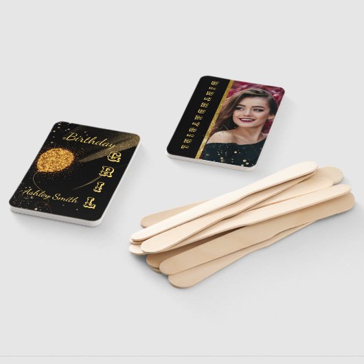 Matig elegant chic black en goudzoet 16 handwaaier (Niet-gemonteerd)