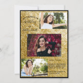 Matig elegant chic black en goudzoet 16 invita kaart (Achterkant)