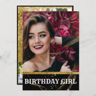 Matig elegant chic black en goudzoet 16 invita kaart