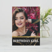 Matig elegant chic black en goudzoet 16 kaart (Staand voorkant)