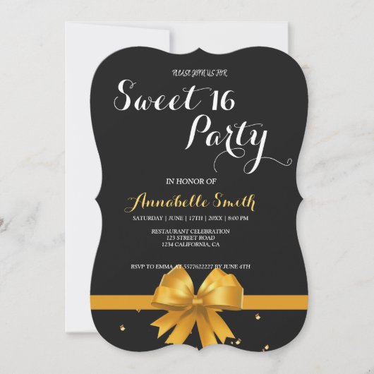 Matig elegant chic black en goudzoet 16 kaart (Voorkant)